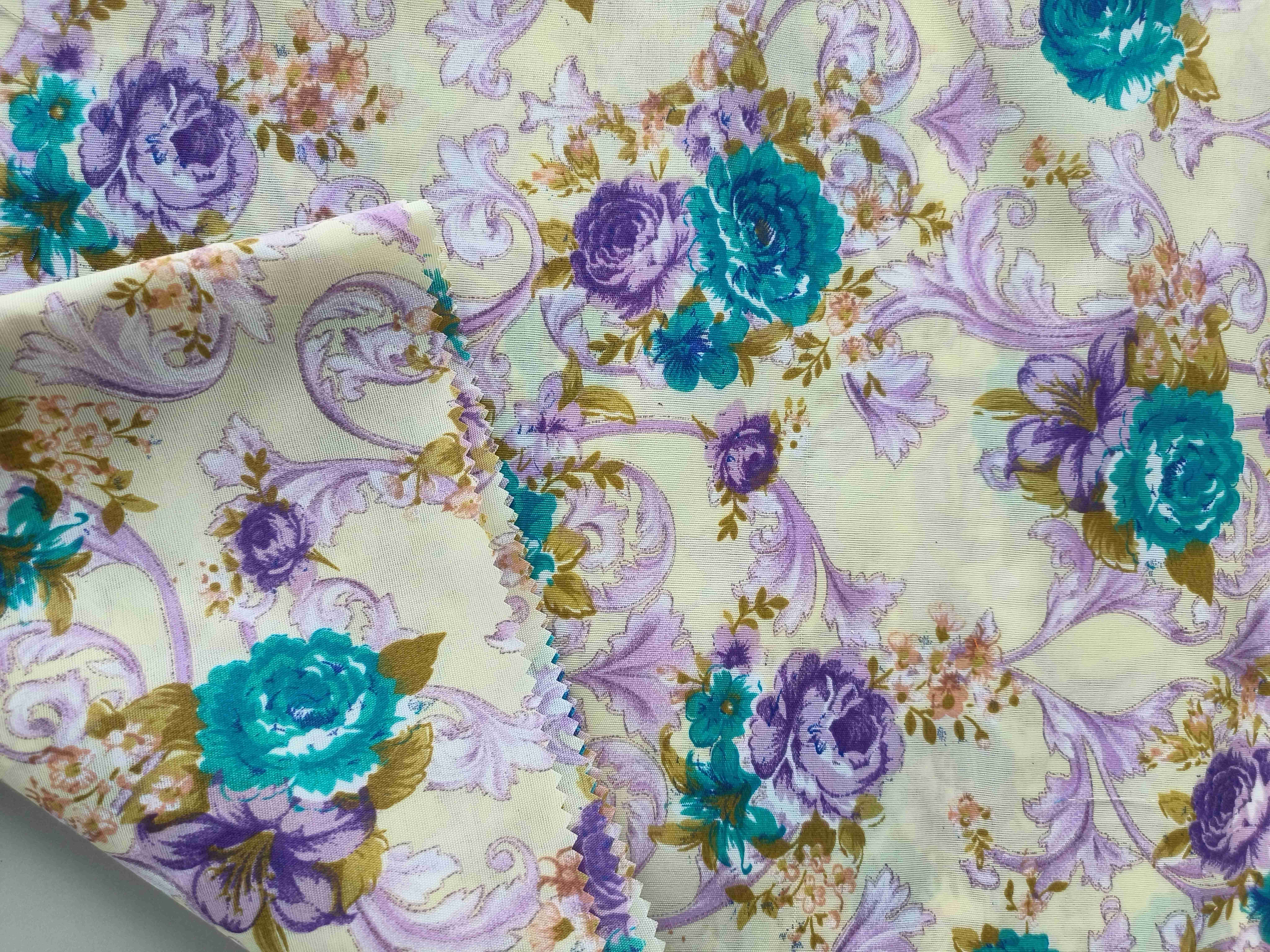 blue flowers microfiber print fabric